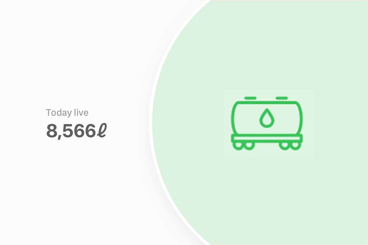 An image showcasing how EdgePetrol can track live amounts of fuel in the gas station tank. The amount is 8,566 in this case